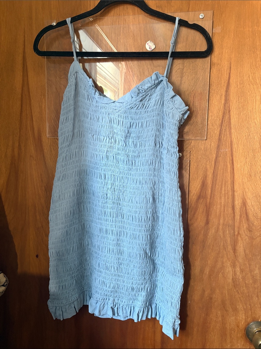 Lovers + Friends Light Blue Smocked Ruffle Dress